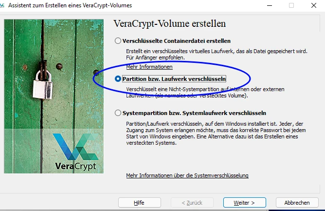 Laufwerk mit Veracrypt verschlüsseln