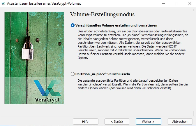 Verschlüsseltes Volume in Veracrypt erstellen
